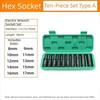 10Pcs 1/2 Inch Drive Deep Impact Socket Set Metric 8-24mm Deep Socket Set  For Electric Wrench