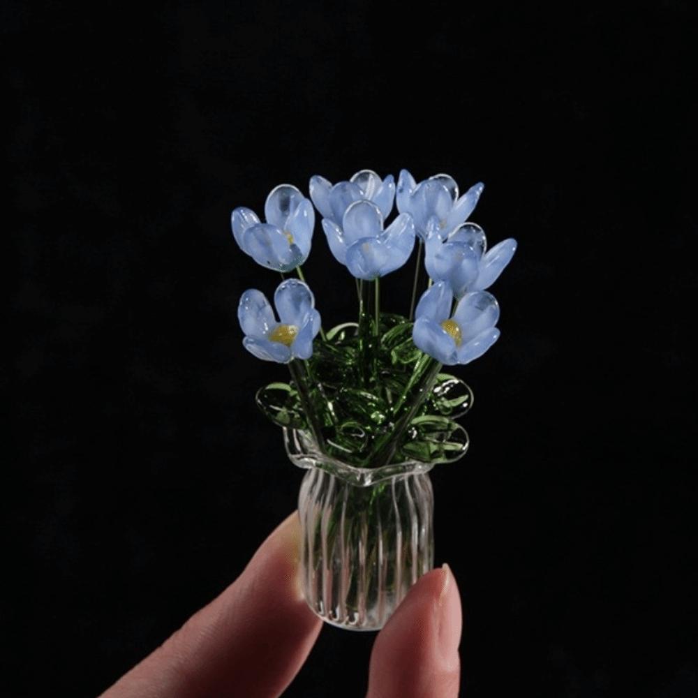 Simulation Flower Glass Flower Decor Lovely Glass Flower Bouquet for Home Room Decoration