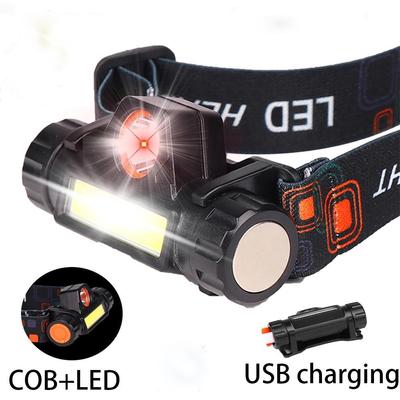 Светодиодный налобный фонарь высокой мощности: Перезаряжаемый от USB, Магнитный, COB-фонарь для улицы, Велоспорта, Аварийных ситуаций, Рыбалки и Работы