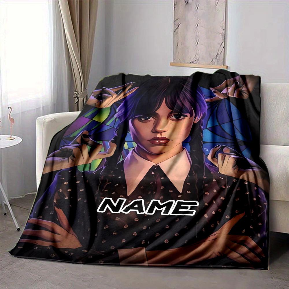 Custom 1pc Wednesday's Dark Adventure Blanket, Soft And Comfortable Blanket, Casual Warm, Camping Travel Blanket, Birthday Gift Q912196
