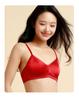 New Chinese Red Underwear Bra Comfortable, Breathable, French Sexy Women's Mulberry Silk Bun Bra for Women