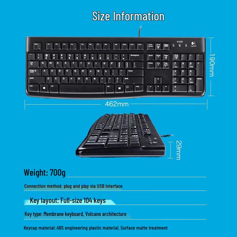 Проводная USB-клавиатура Logitech K120