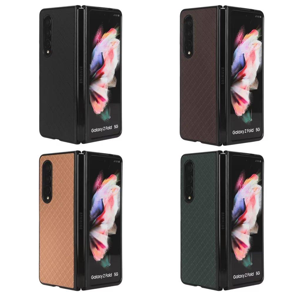 Подходит для чехла для мобильного телефона Samsung Z Flip4, чехол Z FOLD4 с мелким клетчатым кожаным узором, складной чехол для мобильного телефона W20 5G