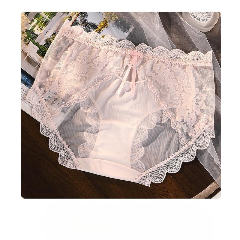 Large Size Pure Desire Sexy Lace Underwear Hollow Knickers Mesh Pure Cotton Crotch Shorts Women Panties