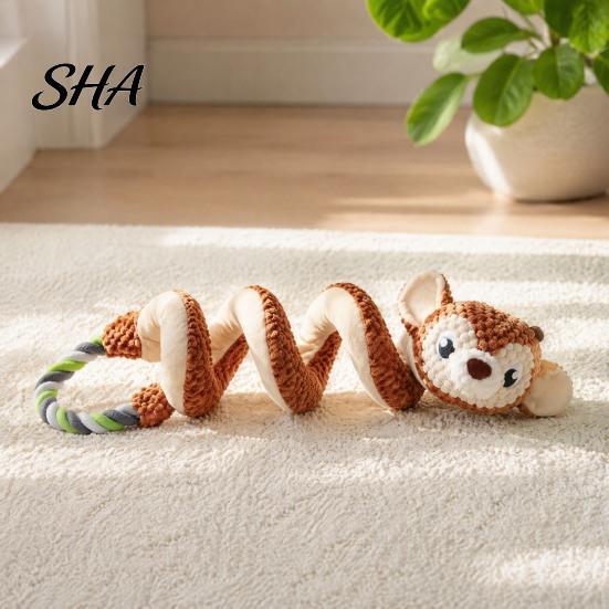Long Structure Tug Toys Squeaky Dog Toy with Pull Rope, Plush of War Toy, High Density Spiral Animal Interactive for Small Medium Large Dogs