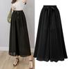 (S~10XL) Летние однотонные свободные широкие длинные брюки для женщин, эластичные длинные брюки с высокой талией и оборками, повседневные дышащие легкие мягкие удобные брюки плюс