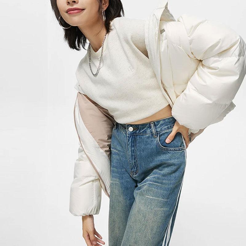 Li Ning Sports Lifestyle Series однотонная короткая куртка с капюшоном женская верхняя одежда Off-White AYMT110-1