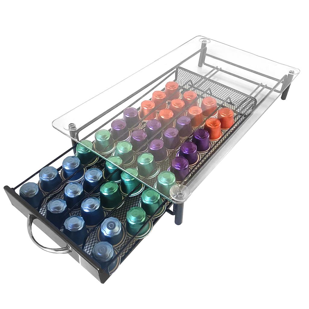 Nyana Home Nespresso Capsule Organizer Holder | 40 Capsule Capacity | Nespresso Compatibility | Glass Cover