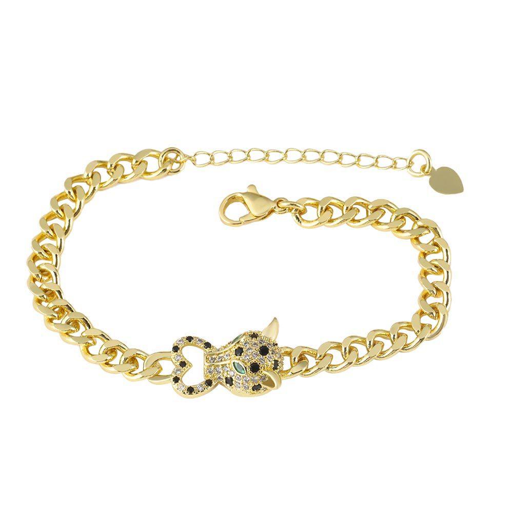 European and American New Leopard Head Love Pendant Bracelet Hip Hop Bracelet