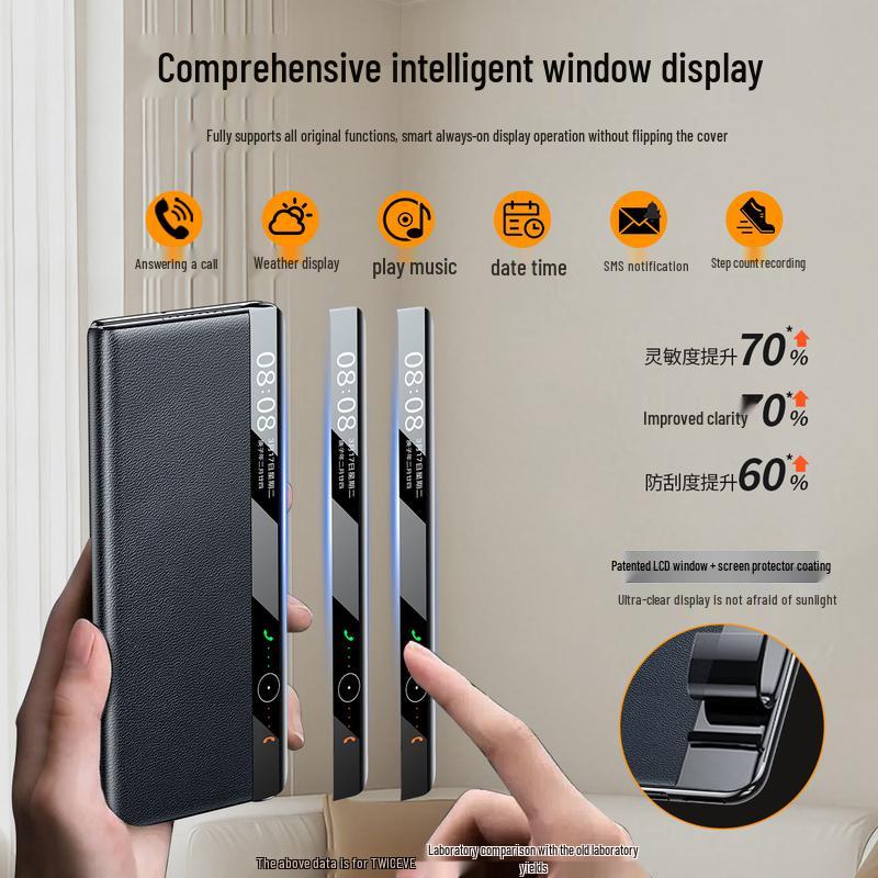 TWICEVERSE Чехол-книжка из натуральной кожи для Huawei Mate X7 / X7 Collector's Edition