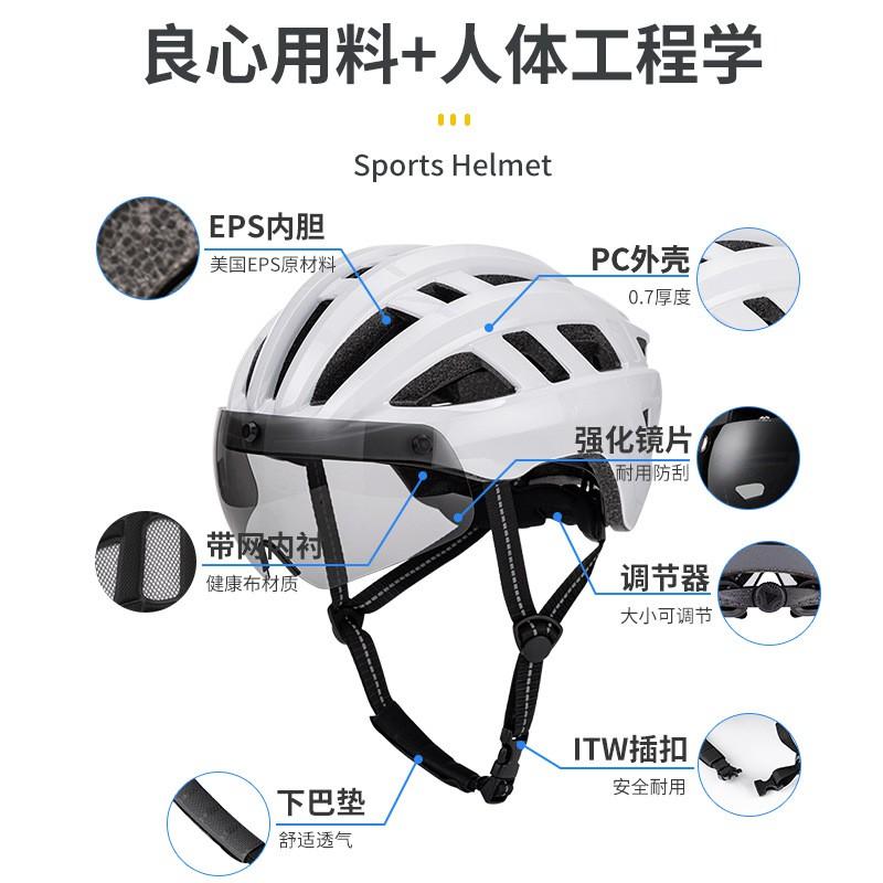 Ventilated Cycling Helmet With Magnetic Snap-on Lens Road Bikes CE Certified Full-Shell Adult Unisex