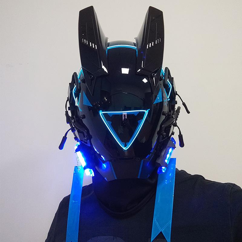 Маски CyberPunk с застежкой M Город Ночи Светодиодные Фестивальные Белые Бронированные Косплей Сценический Реквизит НФ Хэллоуин Вечеринка Подарки Для Взрослых