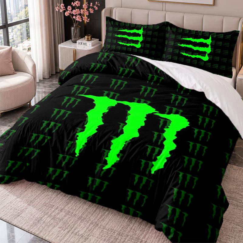 Monster Energy 3Pcs Bedding Set Duvet Cover With Two Pillowcases For Bedroom Home Decoration