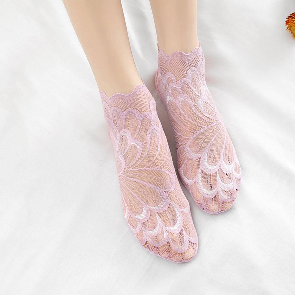 Fashion Anti skid Liner Summer Lace peacock Cotton Hosiery Ankle Socks Low Cut