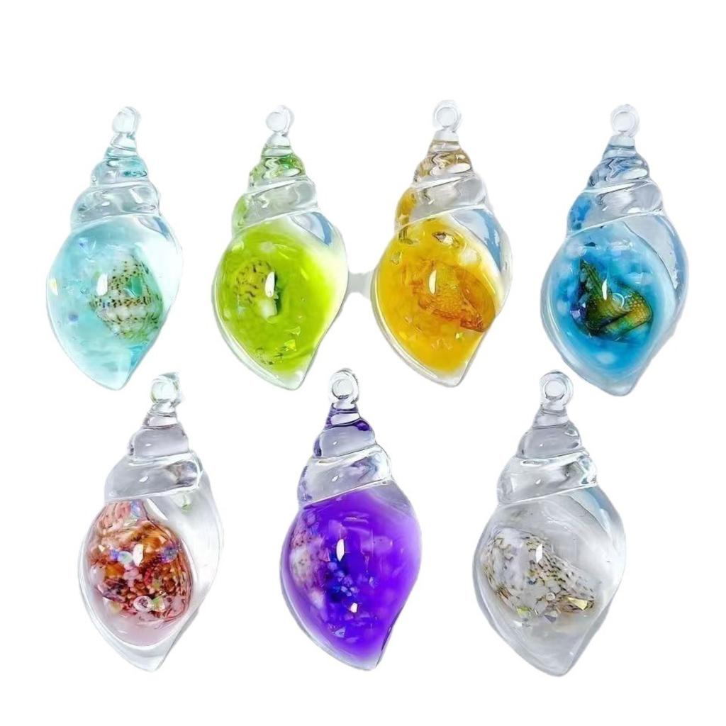 Красочный светящийся в темноте брелок-подвеска в виде морской ракушки из кремового клея для DIY, подвеска для сумки, серьги, акриловые аксессуары для ювелирных изделий