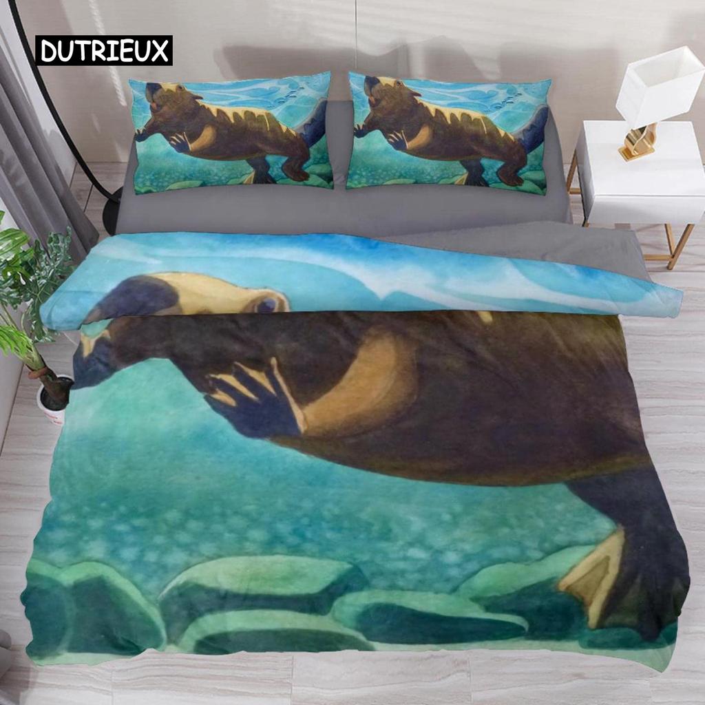 Мультяшный бобер Пододеяльник Размер King Size Queen Size Забавное Милое Животное Постельное Белье Коллекция Дети Девочки Дикая Природа Прочный Полиэстер Пододеяльник