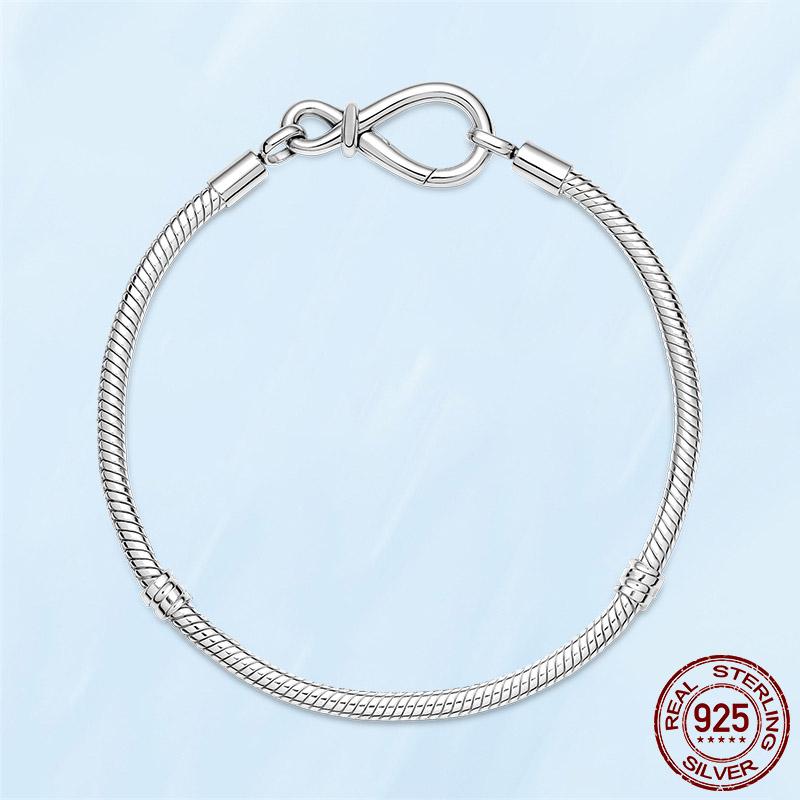 Fashion Bracelet 925 Sterling Silver Moments Infinity Knot Snake Chain Bracelet Fit Original Charms Jewelry Gift