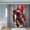 1 шт. Шторка для душа MARVEL Железный человек с 12 крючками - Красный и золотой дизайн супергероя, Полиэстер, Декор для ванной комнаты дома, отеля