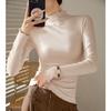 Fungus Curled Half Turtleneck Bottoming Shirt for Women with Long-sleeved T-shirt for Autumn and Winter New Slim-fitting Top