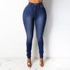 Women Solid Color Skinny Fit Washed Jeans High Waist Zipper Button Fly Pockets Denim Pencil Trousers Streetwear