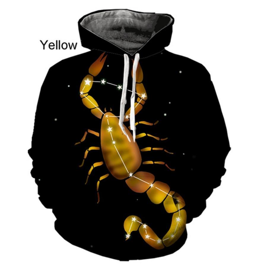 Fashion Men's and Women's Twelve Constellations Scorpio Hooded Sweater Personality Long-sleeved Sports Hoodies