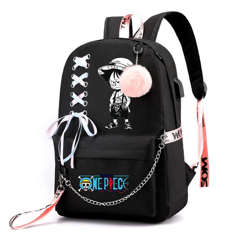 Аниме One Piece Printed Boy Girl Schoolbag Document Bag Student Book Bag for Girl Back To School Computer Charge Backpack Men Womens Casual Rucksack