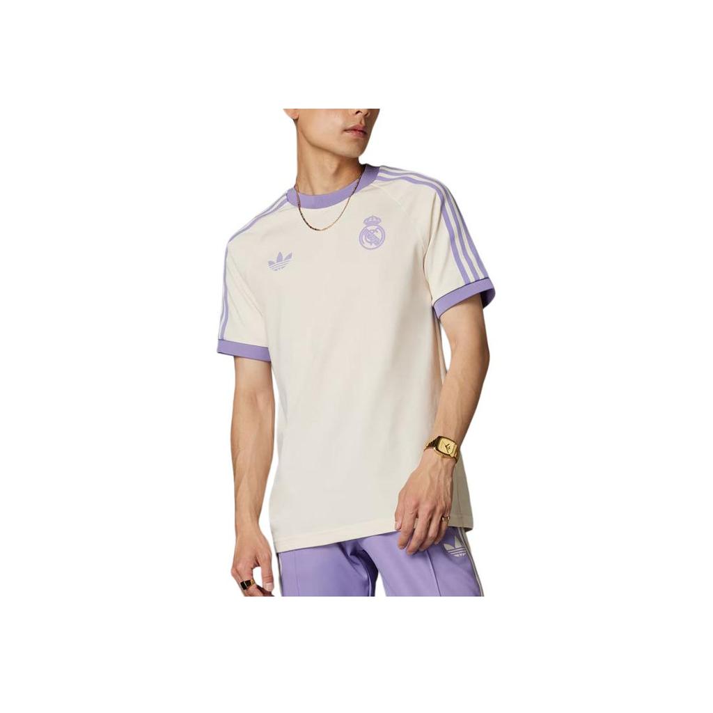 adidas Оригинальная футболка с логотипом, в полоску, с круглым вырезом, облегающего кроя, с коротким рукавом реглан, в американском винтажном стиле, мужская, топы, фиолетовая, IY0057