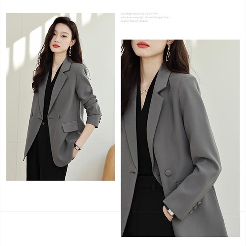 Черный пиджак, весенне-осенние новые шикарные повседневные женские пальто и куртки с разрезом сзади