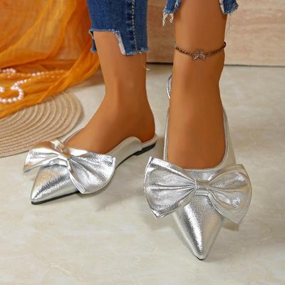 Туфли-лодочки с острым носком и неглубоким вырезом, новая уличная обувь, с бантом, летняя, износостойкие, с закрытым носком, на мягкой подошве