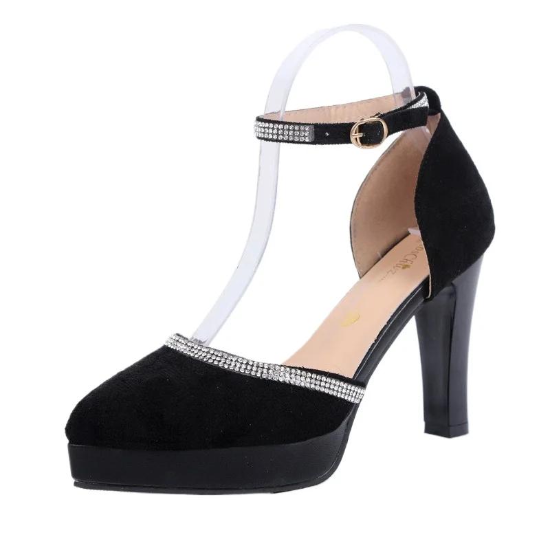 Женская обувь 2024 года, женские туфли на высоком каблуке с обхватом щиколотки, модные туфли-лодочки для вечеринок, женские туфли с острым носком и тонким каблуком, с пряжкой и ремешком для женщин