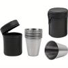 4Pcs/set 30ml/70ml/170ml Outdoor Practical Stainless Steel Cups Shots Set Mini Glasses for Whisky Wine with Case Portable Drinkware Set