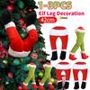 Christmas Elf Leg Decoration Xmas Tree Decoration Props Santa Claus Green Artificial Leg Children's Gift Christmas Home Decor