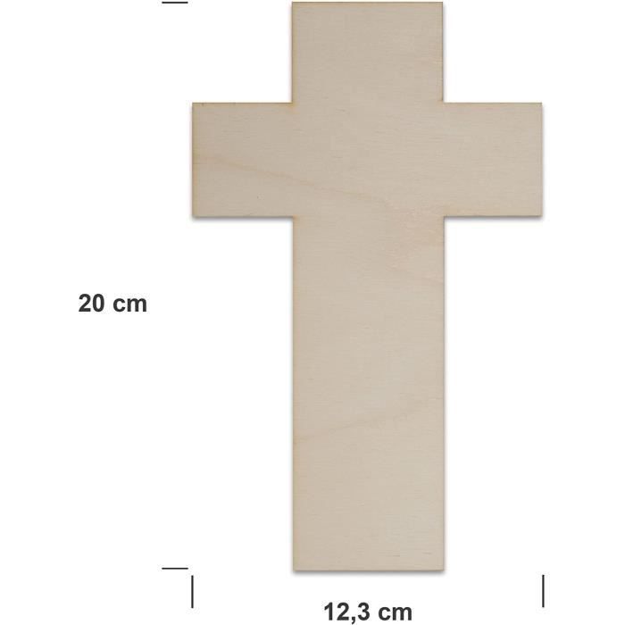 Découpes de contreplaqué - Creative Deco - 10 x Formes de Croix à Décorer - 20 x 12,5 cm