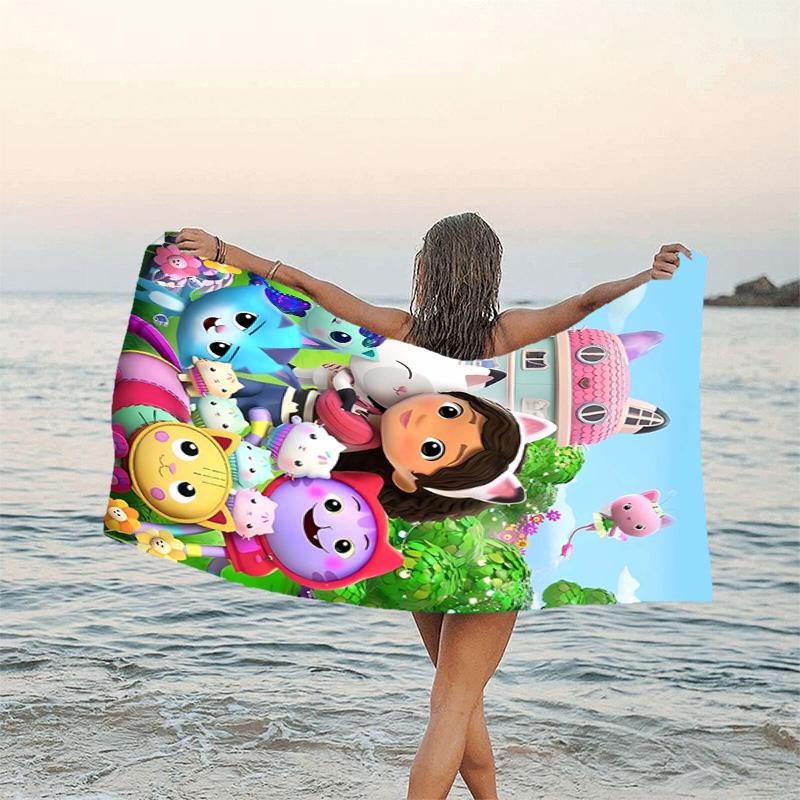 1pc Gaby's Bubble House2 Beach Towel, Beach and Seaside Swimming Pool Equipment, Fashion Pattern, Rectangular, Travel Essentials