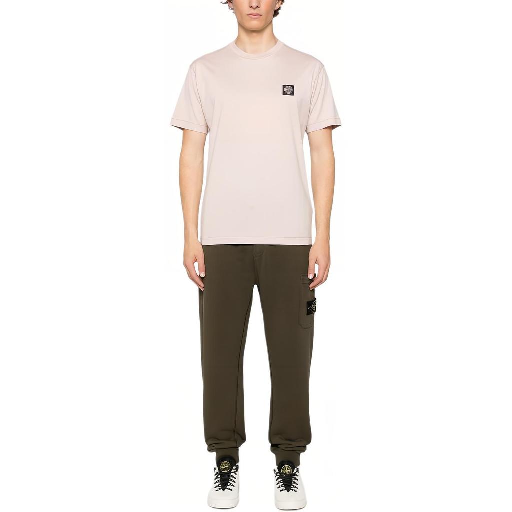 STONE ISLAND SS25 Футболка мужская удобная простая с круглым вырезом и коротким рукавом с вышивкой логотипа K1S1521000-39S0013-V0082