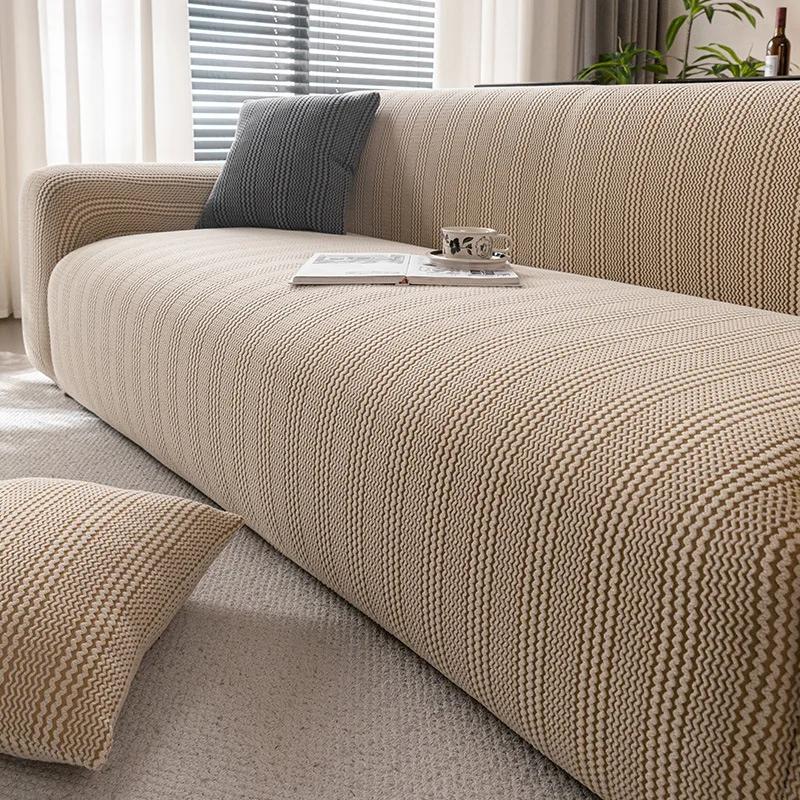 Four Season Universal Elastic Sofa Cover Solid Polar Fleece Anti Slip All-Cover Couch Covers Vintage Striped Furniture Protector