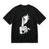 Men's Machine Washable Classic T-Shirt Abstract Face Silhouette With Finger Tee