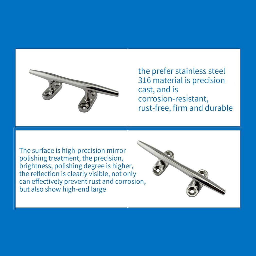 Boat Cleat Open Base 4/5/6//8/10/12 inch Dock Cleat 316 Stainless Steel Marine Grade Boats Hollow Base Cleats