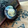 Nostalgic Black Double-Sided Mechanical Pocket Watch with Roman Numerals and Coarse Chain