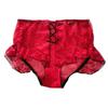 Women High Waist Cross Lace-up Briefs Lightweight Lace Trim Hip Lifting