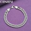 CHSHINE 925 стерлингового серебра мужской 10 мм боковой браслет цепи для женщин модные ювелирные изделия с подвесками