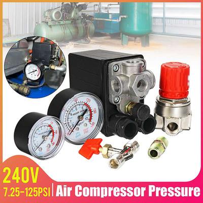 90-120PSI Воздушный компрессор Насос Реле Регулировки Давления 220 В Реле Давления Регулятор Коллектора Манометры 1/4"BSP Деталь Воздушного Компрессора