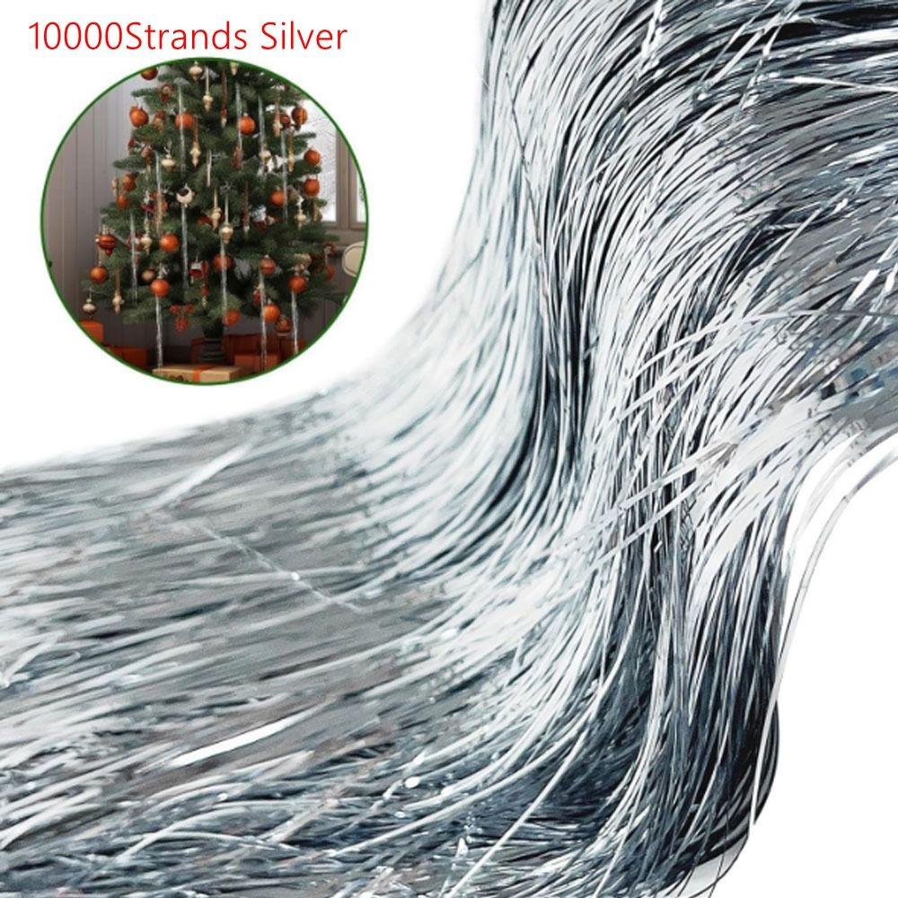 Silver Color Christmas Tree Metal Wire Tinsel Foil Fringe Christmas Decoration Supplies