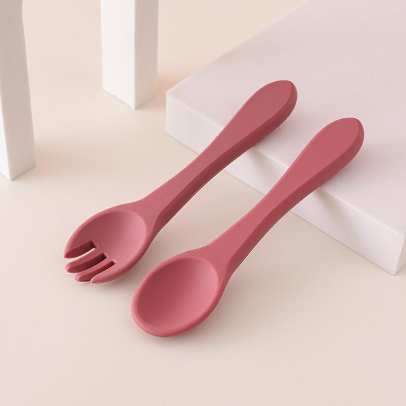 Детская деревянная ручка силиконовая вилка и ложка Главная Дополнительный набор деревянная ручка силиконовая вилка и ложка детская ложка для кормления устойчивая к падениям