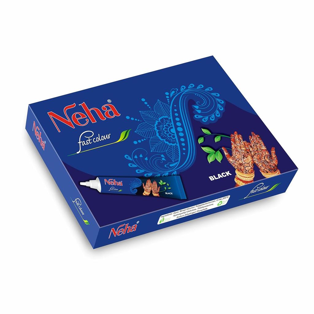 Neha Herbals Туба с краской для быстрого окрашивания (Пакет из 10) - 25 г в каждом тюбике - Черный