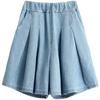 Ladies' Trousers Big Size Women's Denim Shorts Wide-legged Thin Section A Word Skirt Trousers Female Summer Thin Cover Belly Five-minute Trousers