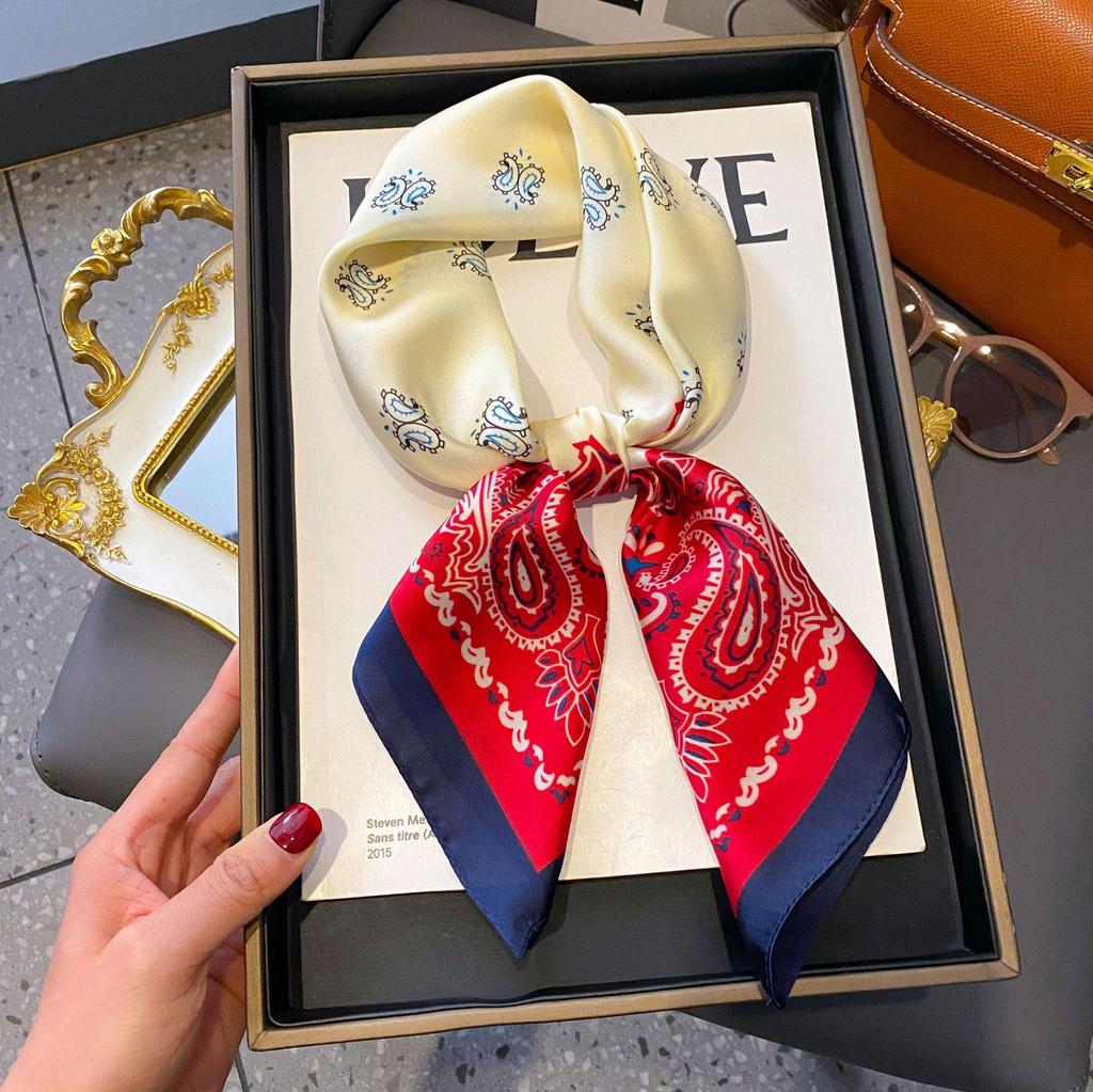 70cm Korean-Style Silk Square Scarf: Fashionable, Versatile Neck Protection and Decorative Accessory