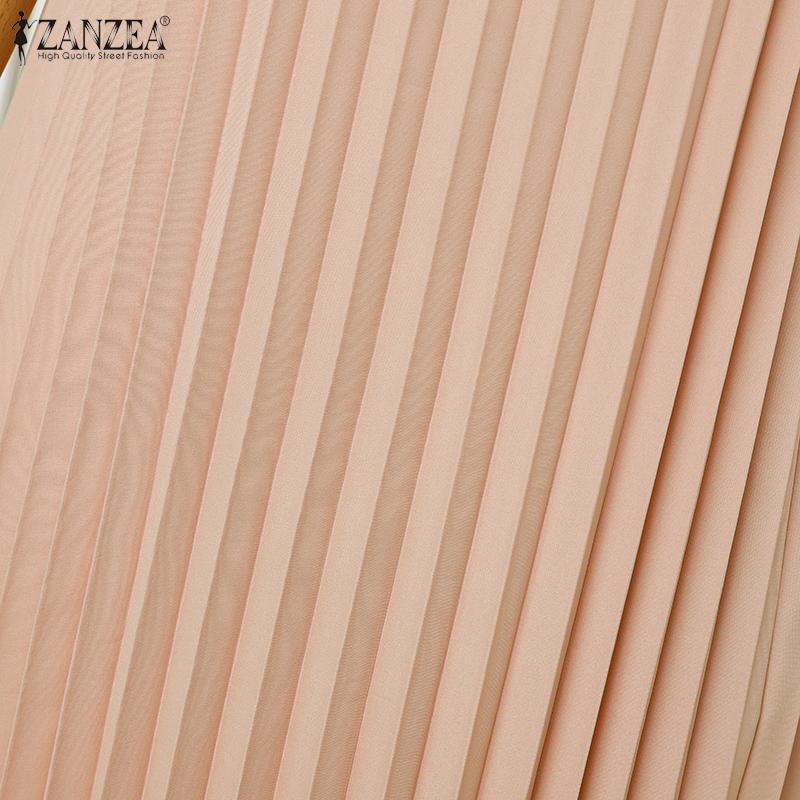 ZANZEA Женское повседневное платье без рукавов со складками и отложным воротником