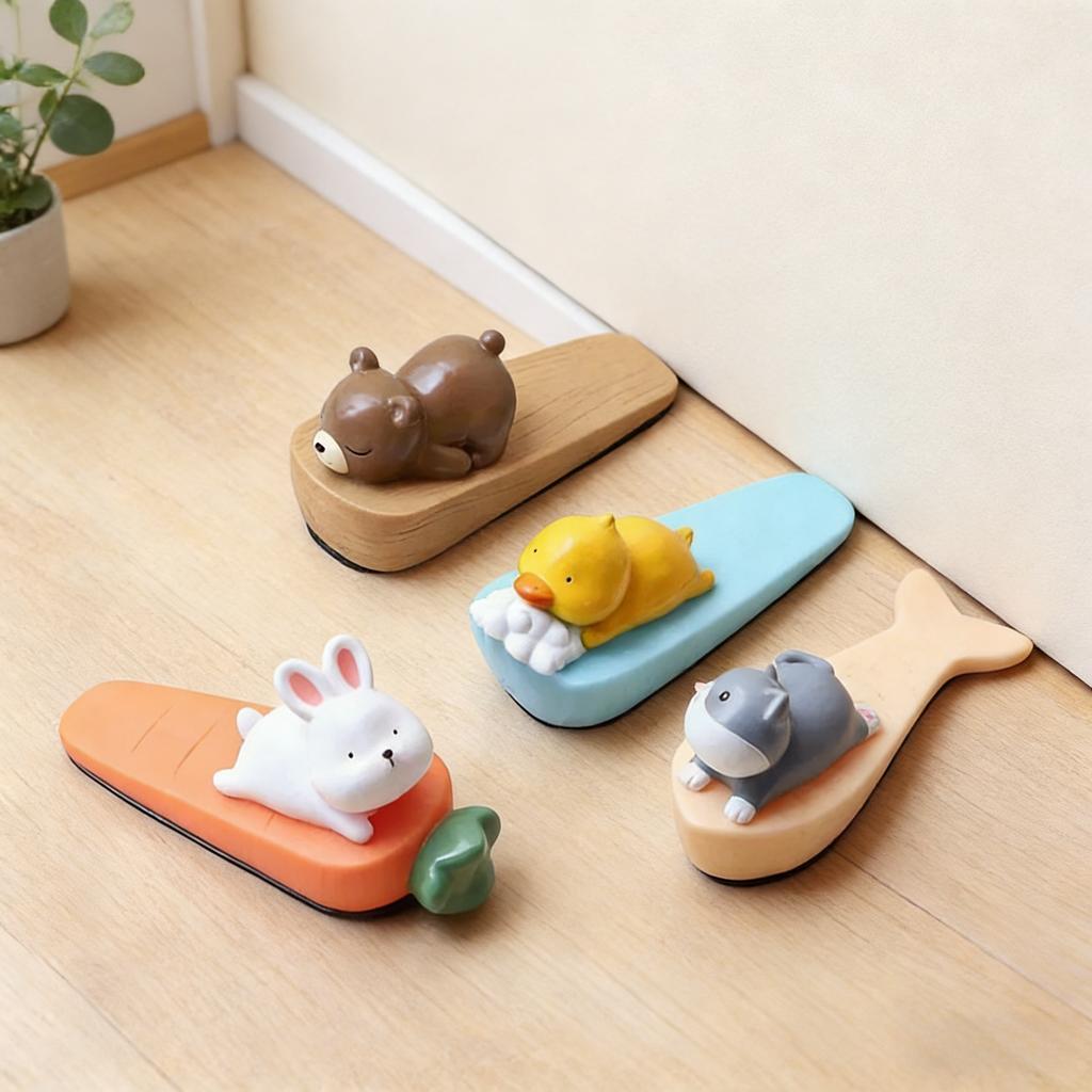 Cute Animal Shaped Door Stopper Non Slip Wedge Guard Block Portable Safety Supply For Family And Office Door Protection