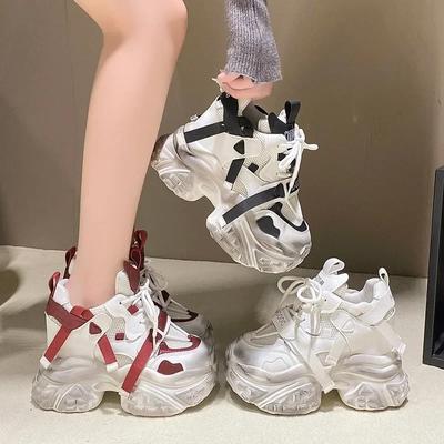 10,5 см новые женские дышащие сетчатые туфли на платформе для улицы, увеличивающие рост, массивные кроссовки для женщин, повседневная обувь для ходьбы, теннис